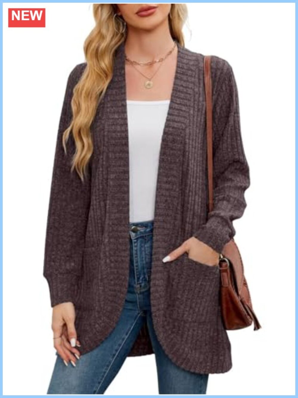 Plus Size Striped Open Front Cardigan Sweater with Pockets